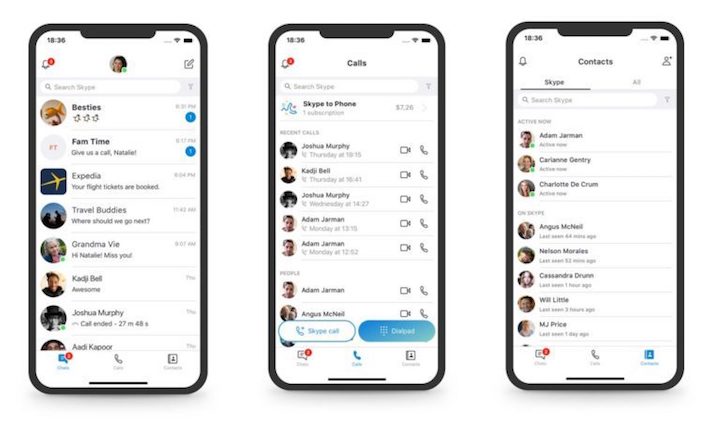 Skype – design nou al aplicației mobile pentru a crește importanța funcționalităților-cheie