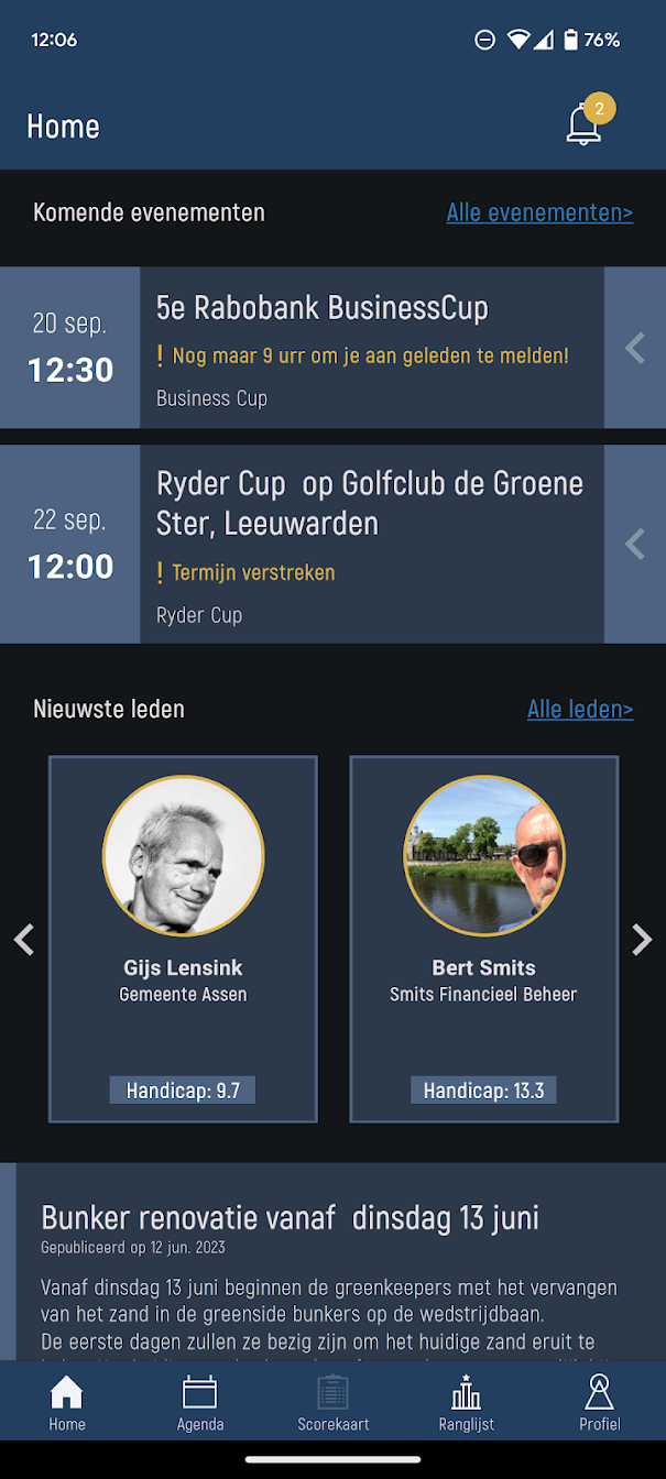 Aplicație mobilă pentru club de golf