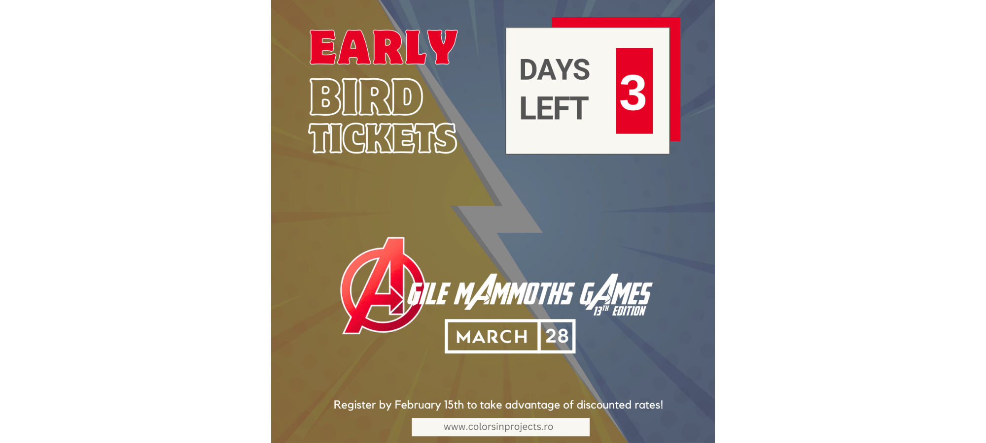 Achiziționează-ți biletul Early Bird pentru Agile Mammoths Games înainte să se epuizeze!