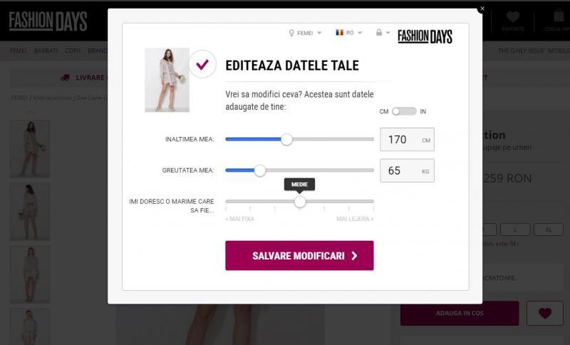 Fashion Days lansează în premieră Fit Finder, un tool care le recomandă clienților ce măsură li se potrivește pentru îmbrăcăminte și încălțăminte