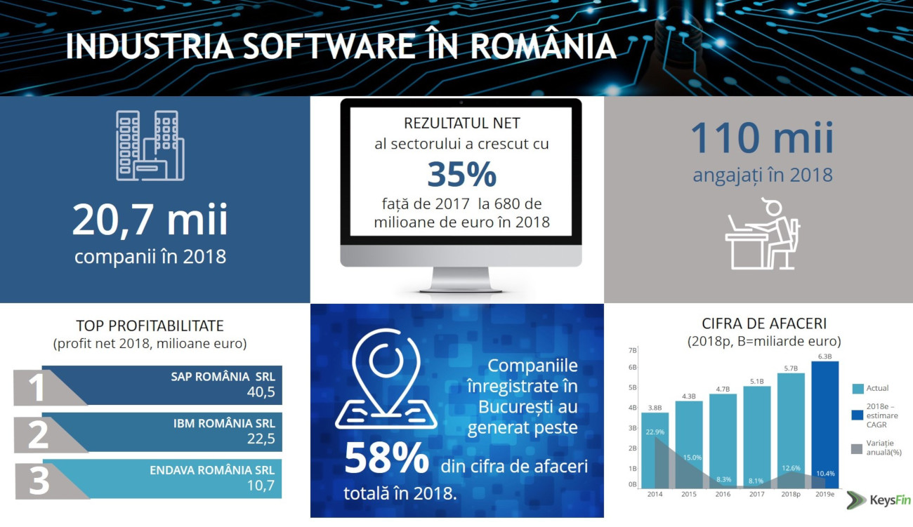 Românii investesc aproape la fel de mult ca investitorii străini în piața locală de software: 53% investiții străine versus 47% investiții locale