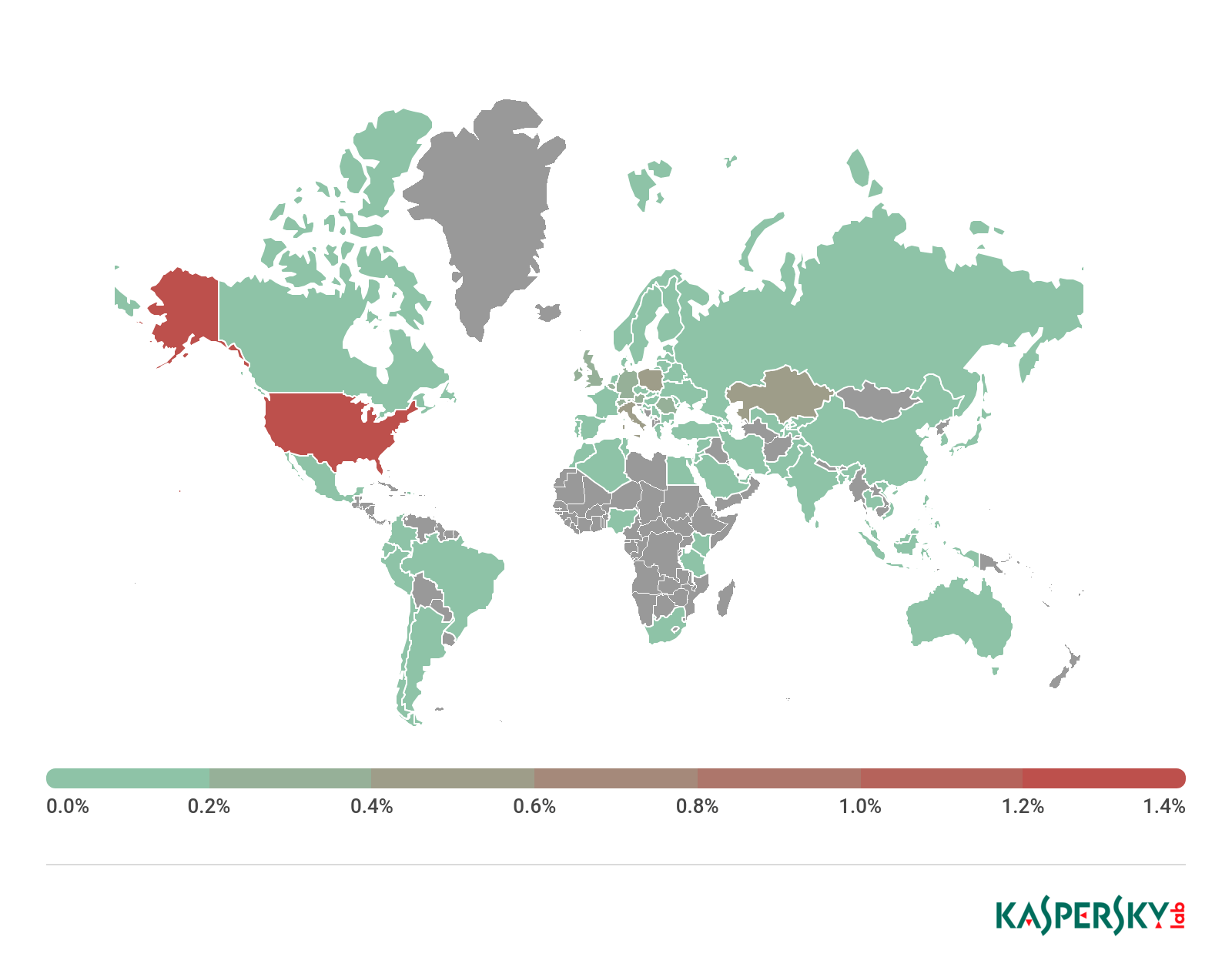 În 2018, România s-a clasat pe locul 8 în topul țărilor cu cel mai mare procent de utilizatori atacați de ransomware-ul mobil